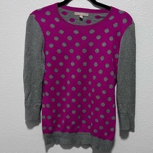 Banana Republic Pink and Gray Polka Dot Sweater Size XS